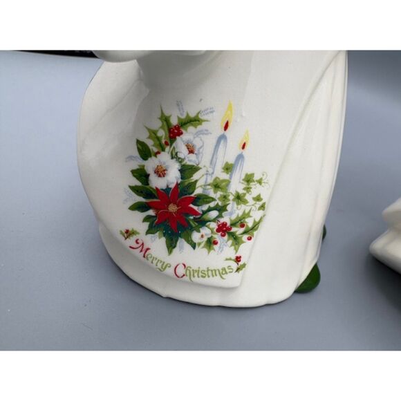 Extra Large Vintage Ceramic Kissing Angels Christmas Red White Green - Picture 6 of 7